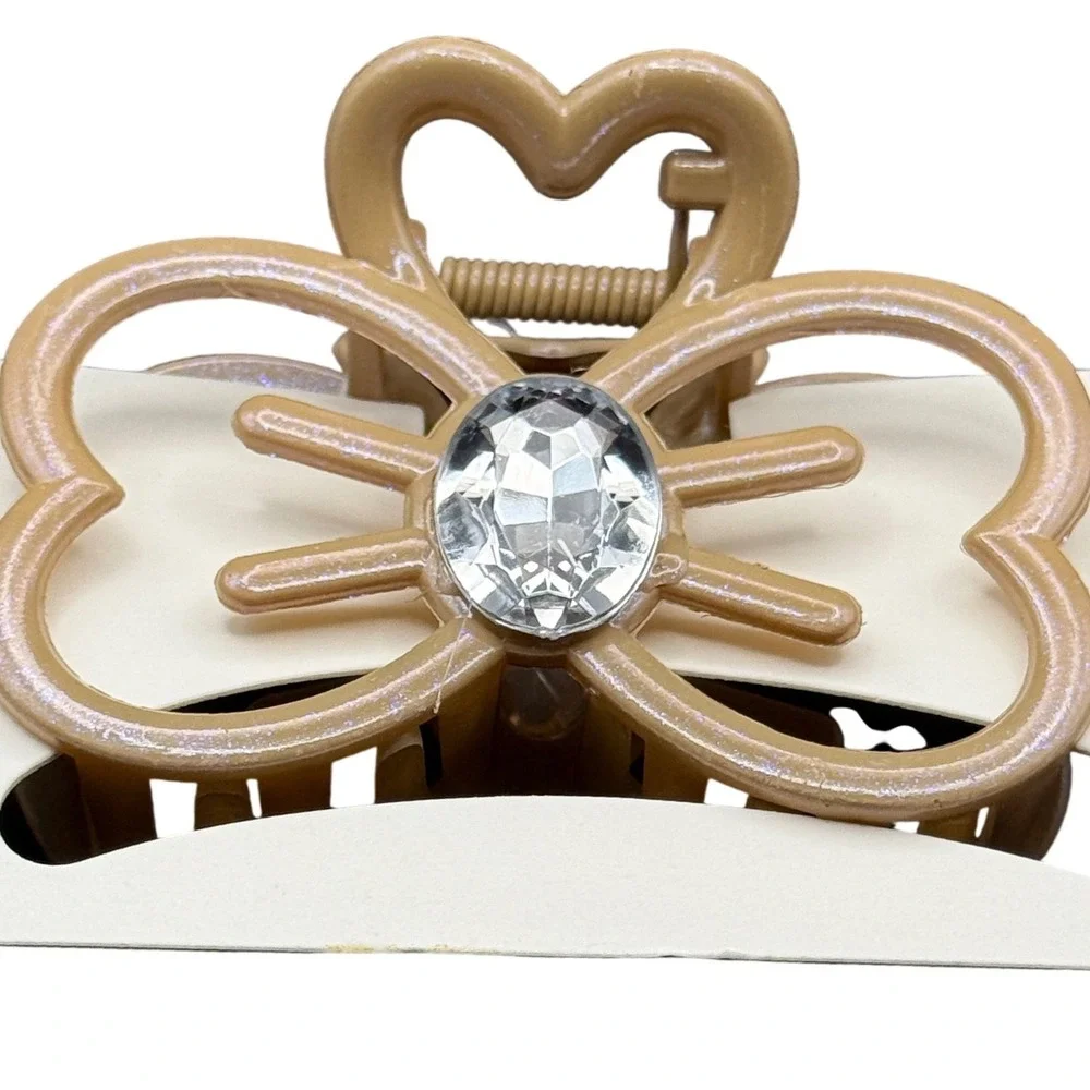 Sparkly‎ Rhinestone Butterfly Claw Clip Hair Accessory Gold Tone